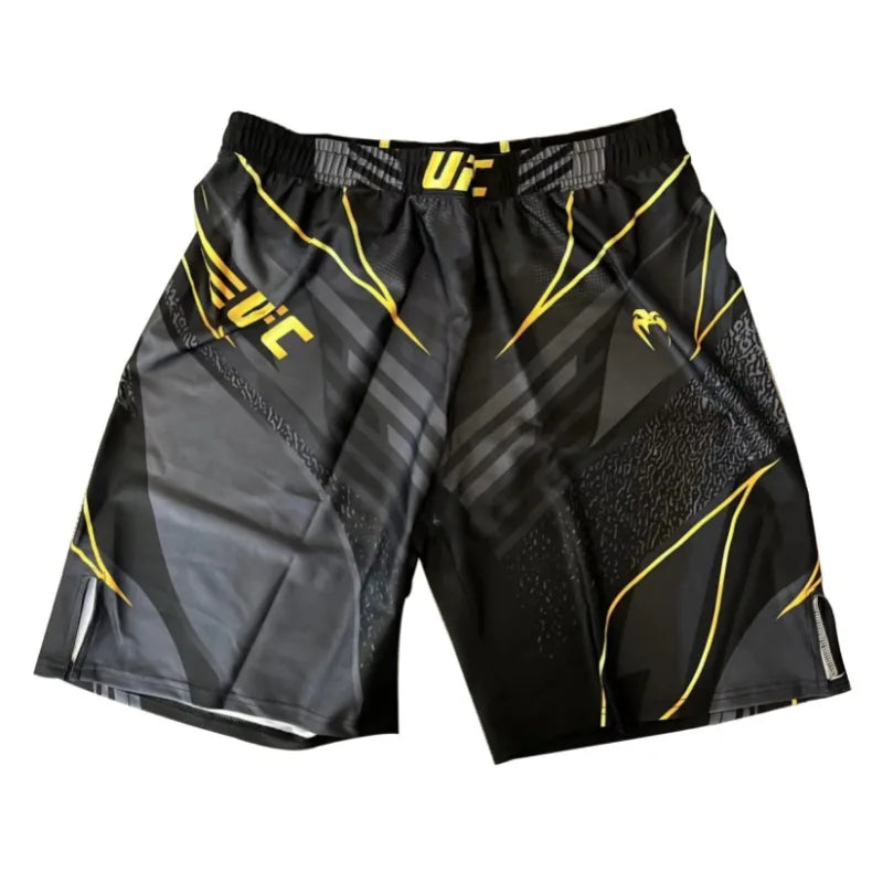 Fashion Sports Knee Length Shorts Men's Drawstring Quick Drying Training Muay Thai Fighting Printed Boxing Gym Short Pants