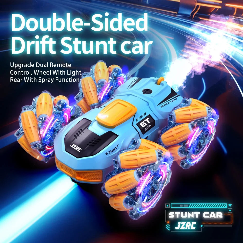 Top JZ06 RC Stunt Car 2.4G Double-Sided Drift RC Watch Gesture Sensor LED Rotation Gift Electronic Toy for Kids Boys