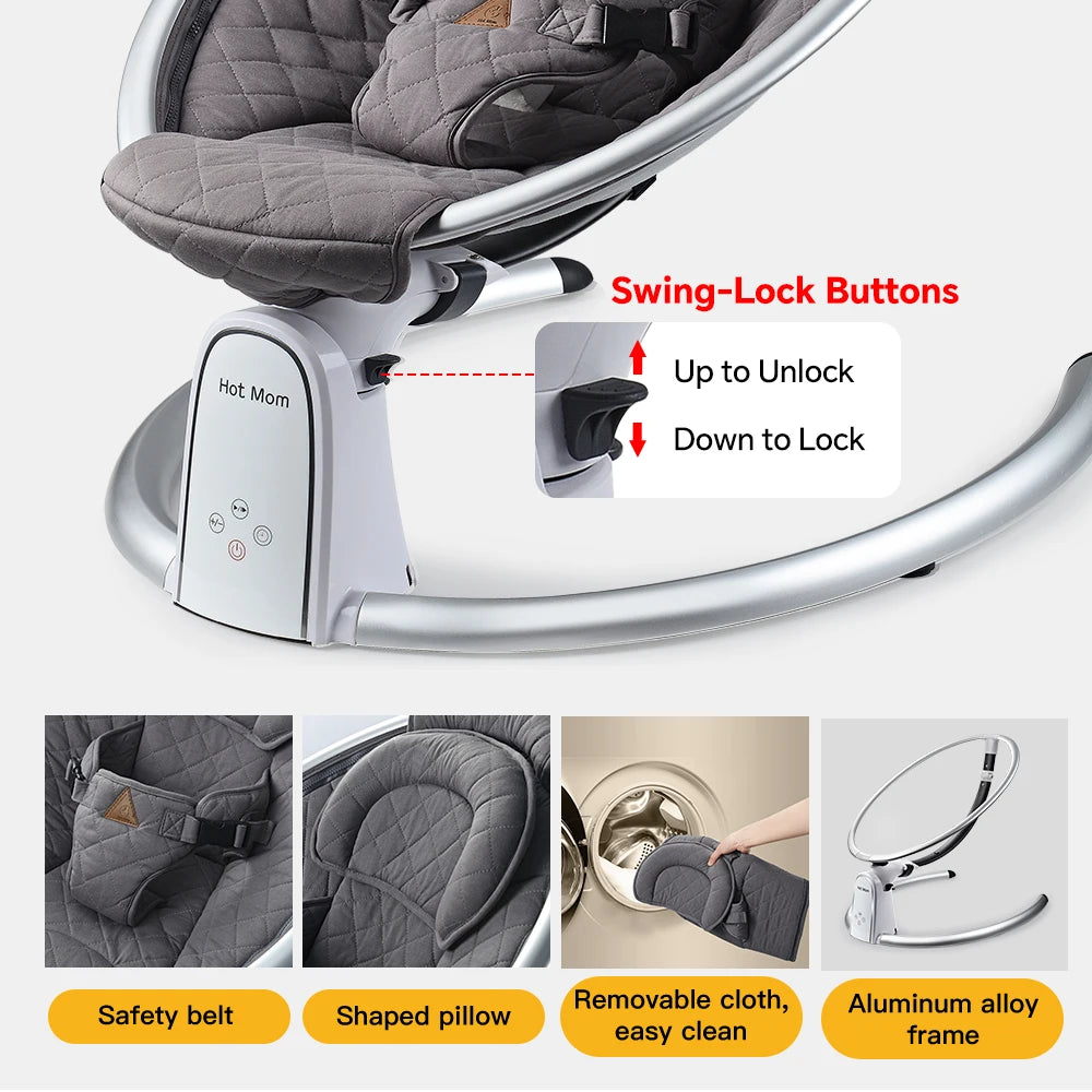 Hot Mom BB200 Baby Swing  with Adjustable,Electric Baby Bouncer Seat Multiple Function Baby Rocker Swing