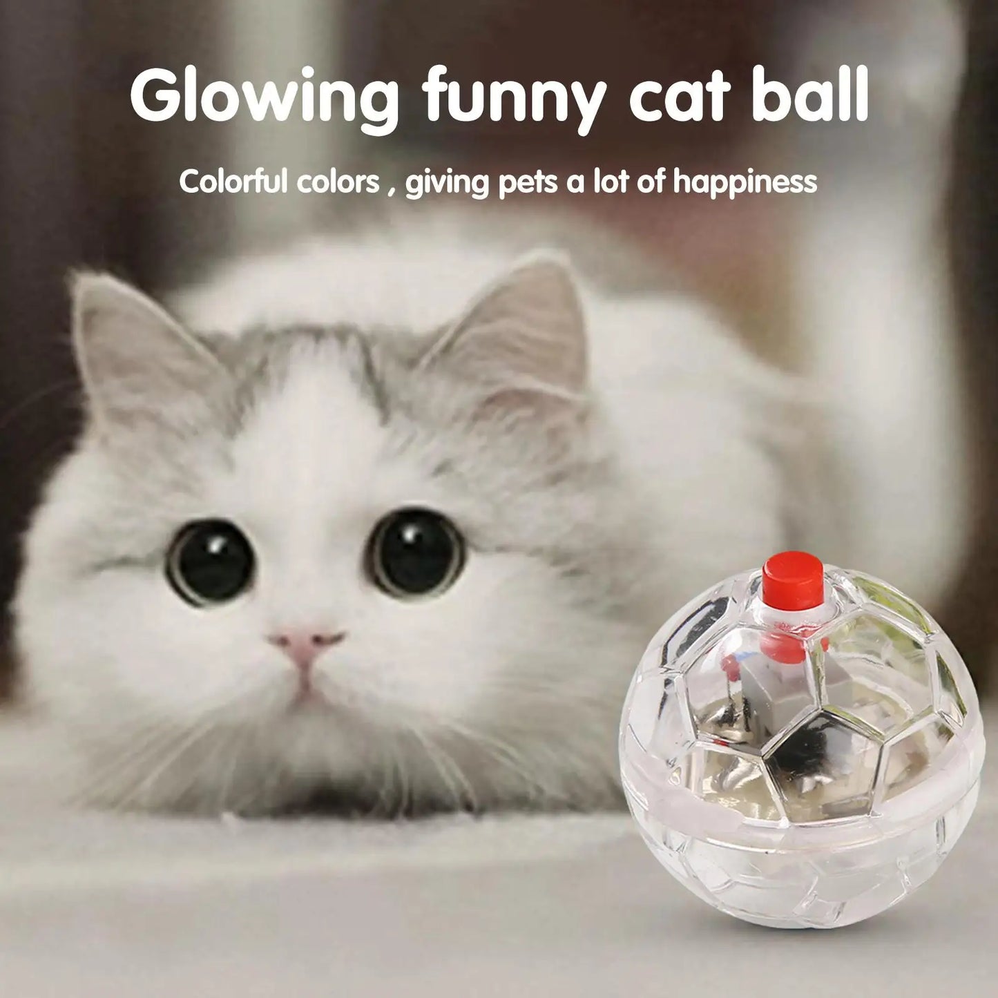 1/3pcs Pet Interactive Ball Toy Upward Motion Elastic Flash Transparent Plastic Cat Dog Glowing Chase Hunting Sports Toy