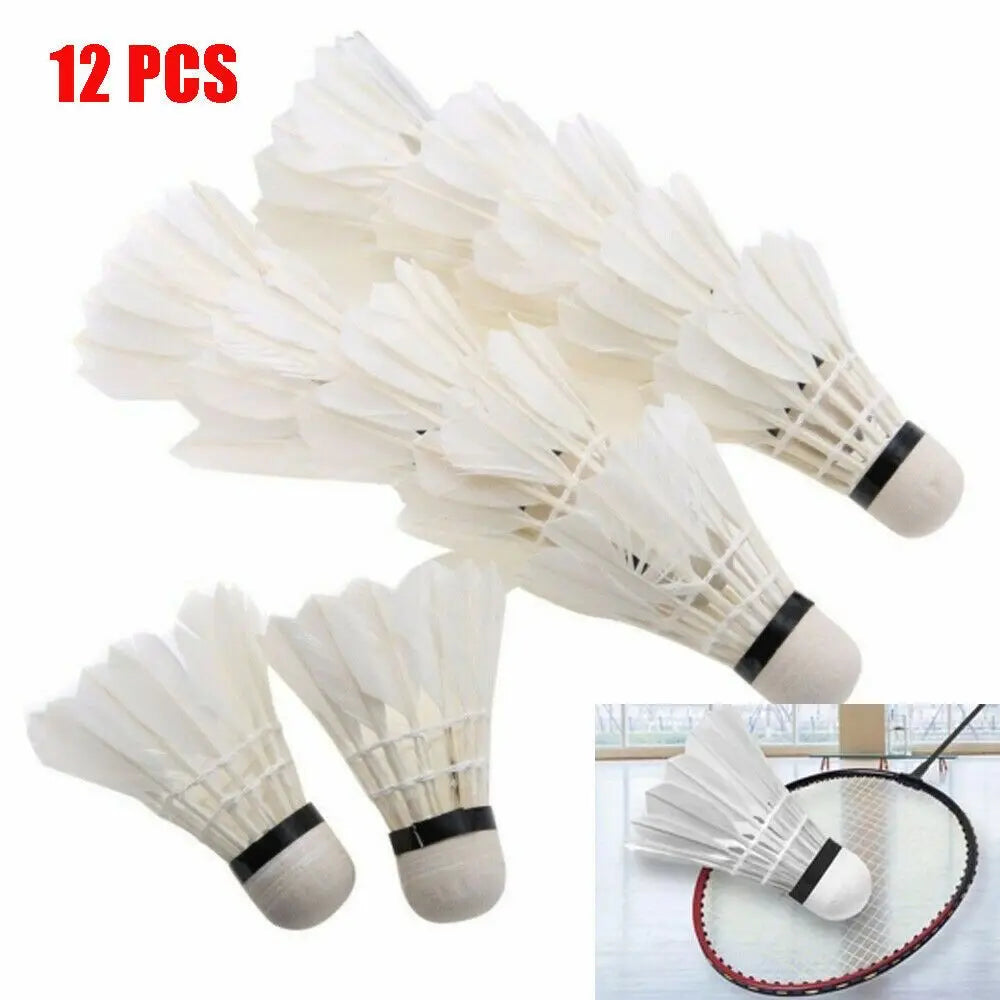 12pcs Fashion White High Quality Durable Foam Head Goose Feather Birdies Badminton rackets Soft Texture Shuttlecocks