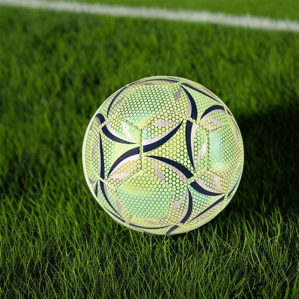 Outdoor Glow Reflective Football Soccer Ball Official No.5 4 Ball PU Match Training Football Futbol Topu for Children Adults