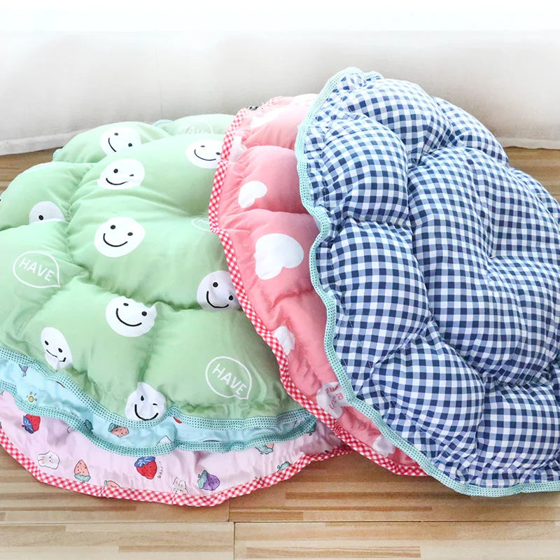 Round Dog Cat Bed Basket Warm Plush Cats Cushion Pet Bag Mat Winter House Soft Nest Puppy Sleeping Sofa for Small Dogs Cat