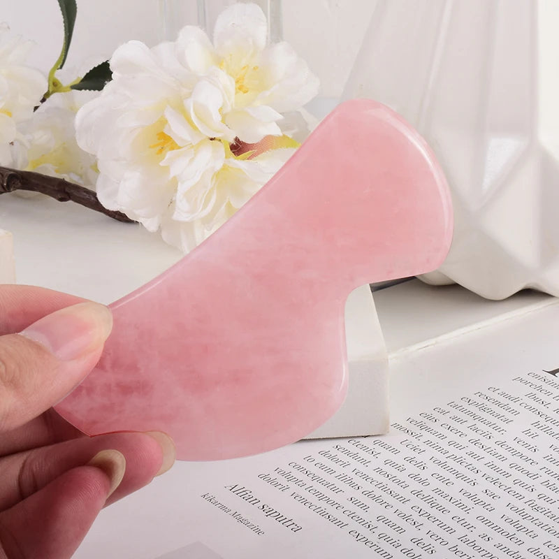 Rose Quartz Gua Sha Tool Health Face Care Natural Stone