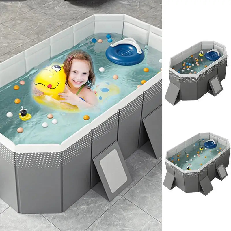 1.6/1.8m Foldable Outdoor Pool Square Family Pool Non-inflatable Paddling Pool For Home Garden Backyard with outfall