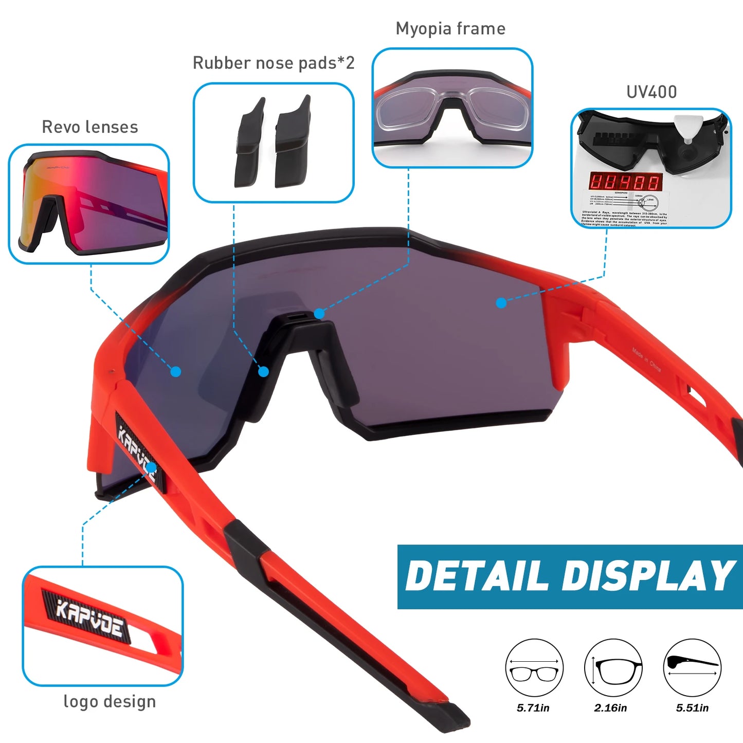 Kapvoe Men Cycling Glasses UV400 Protection Road Bike MTB Outdoor Sports Sunglasses Bicycle Glasses Professional Sport Glasses