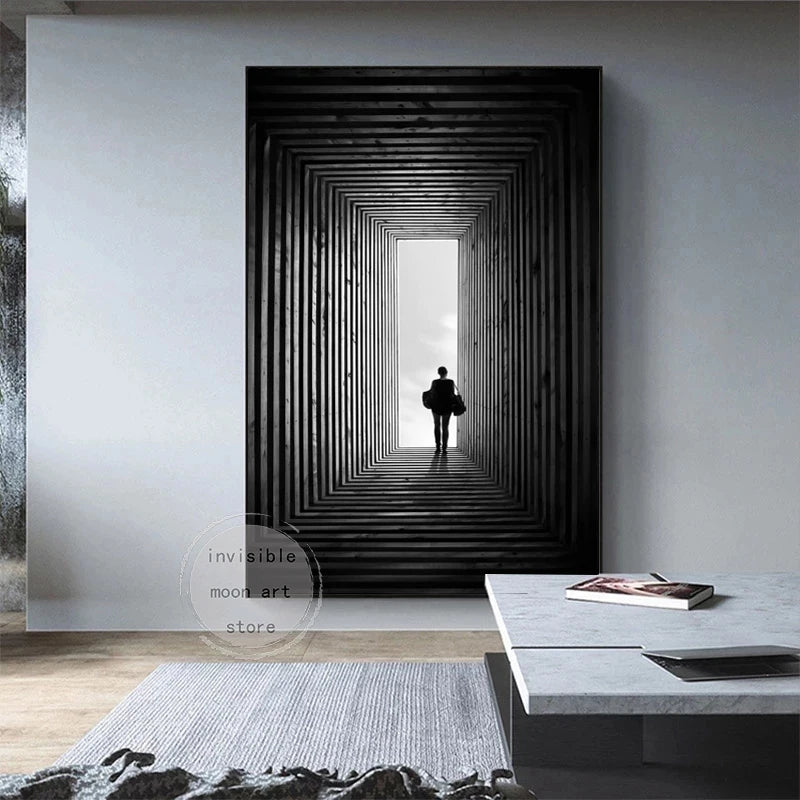 Modern Abstract Black White Aesthetic Space Ideas Architecture Design Art Posters Canvas Painting Wall Prints Picture Home Decor