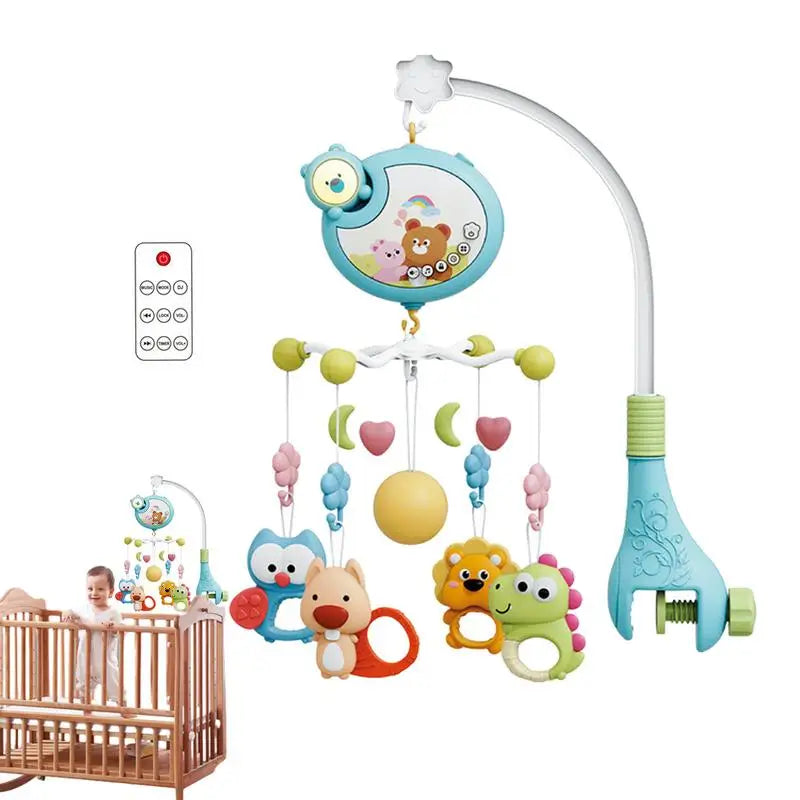 Crib Mobile Baby Rattle Toy Automatic Baby Musical Crib Mobile Rotating Model Nursery Mobile With Music Lights & Remote Control