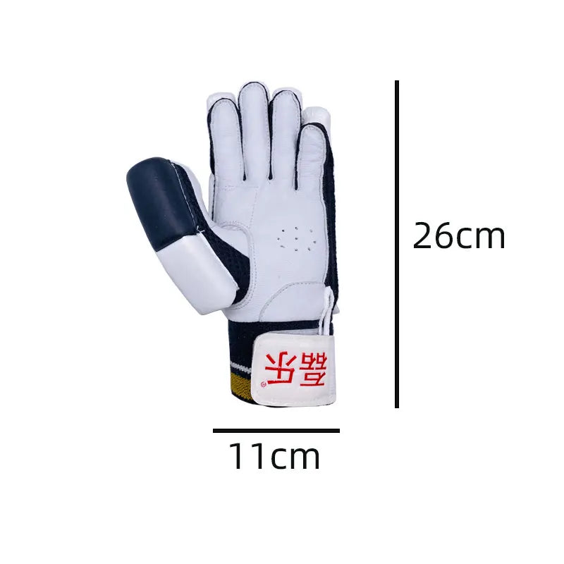 Left Hand Cricket Batting Gloves Thicken Sponge Shock Absorption Slip Resistance Breathable Leather Hand Protection