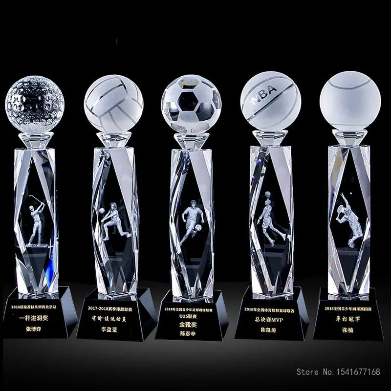 CrystalTrophy Customized Sports competition Basketball football volleyball tennis baseball badminton table tennis award trophies