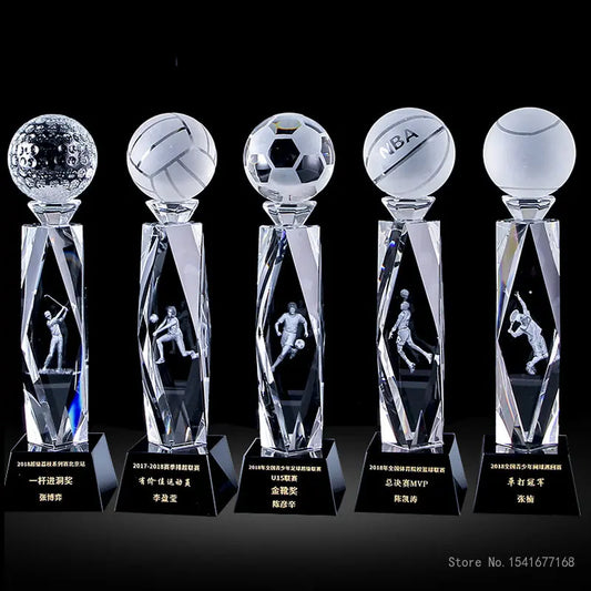 CrystalTrophy Customized Sports competition Basketball football volleyball tennis baseball badminton table tennis award trophies