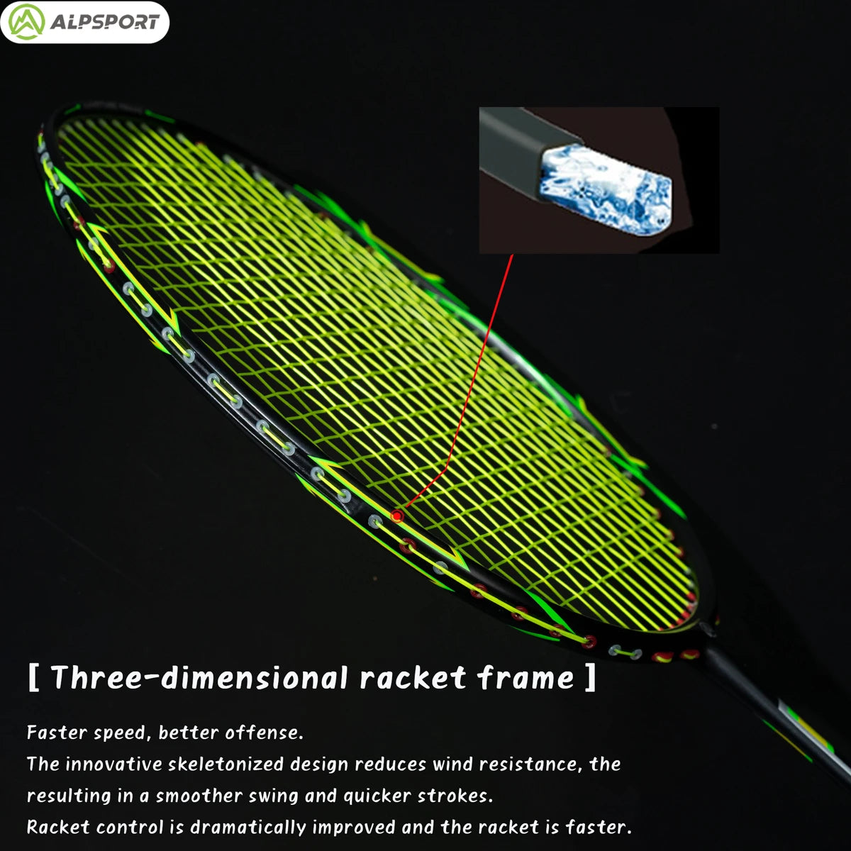 Alpsport FN 2 pcs/1 batch 6U/72g Badminton Racket With racket bag and string Carbon fiber Designed for sports and outdoor use.