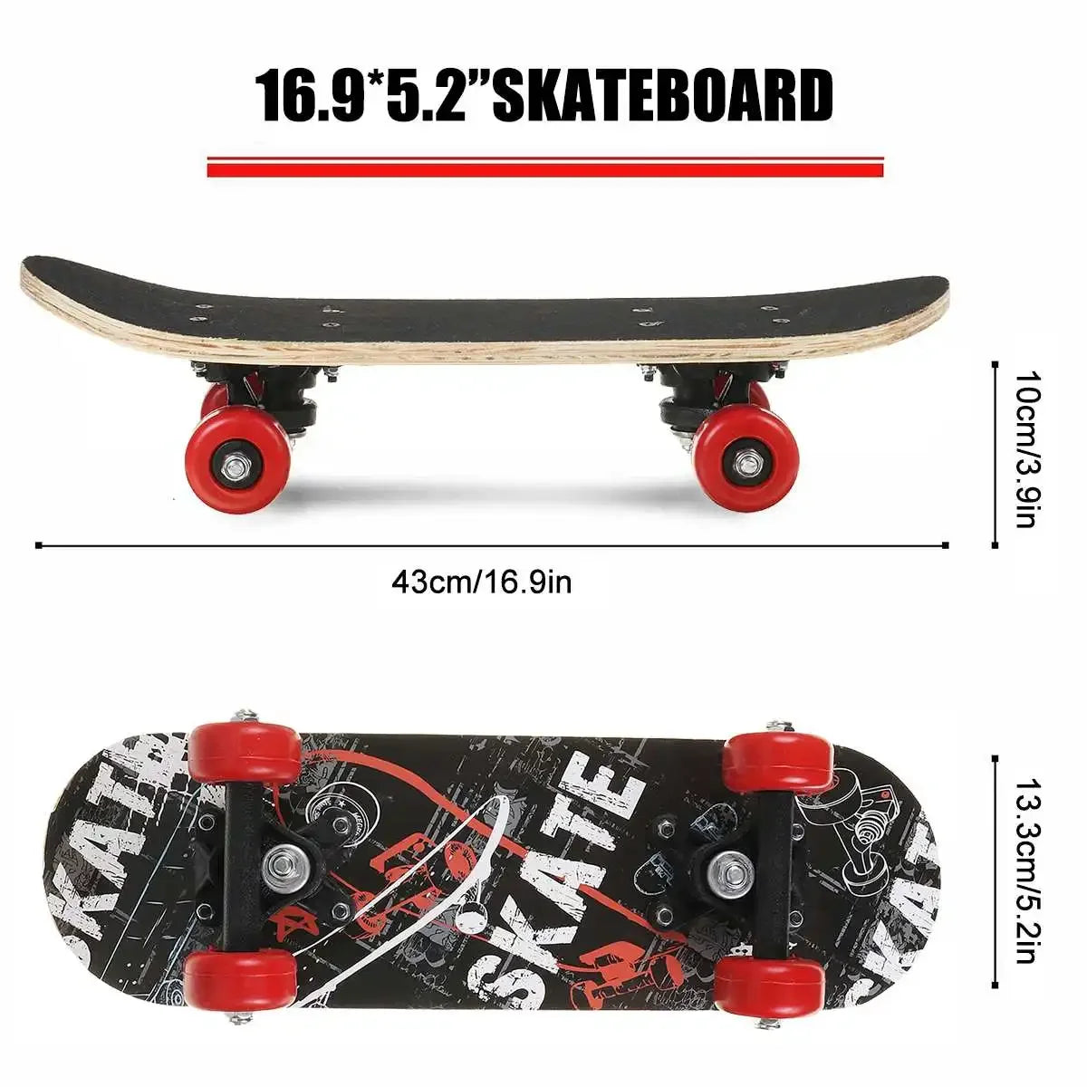 43CM Kids Children Skateboard Skate board Maple Wood Double Rocker Deck Skate Board Skateboard For Skateboarder Outdoor Sport