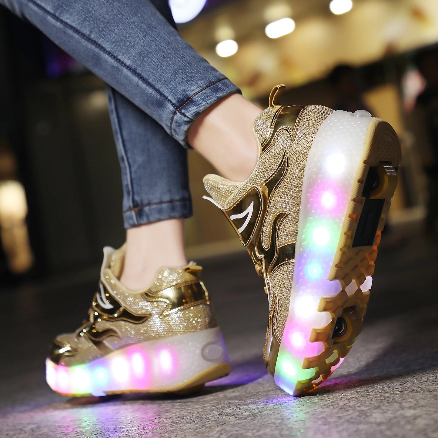 Children's Roller Sneaker Outdoor Indoor Skating Shoes Detachable Kids Glitter Skates Breathable Blade Boy Flying Shoes