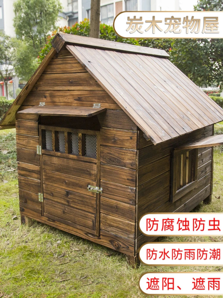 All-season wooden kennel outdoor rainproof pet cage warm large and small dog kennel  dog house