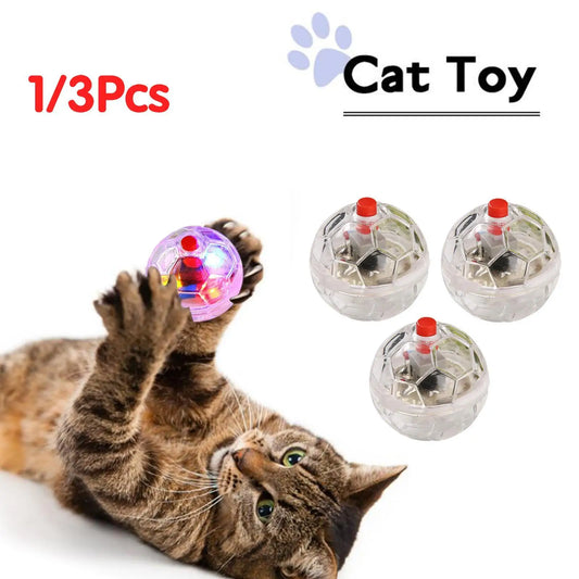 1/3pcs Pet Interactive Ball Toy Upward Motion Elastic Flash Transparent Plastic Cat Dog Glowing Chase Hunting Sports Toy