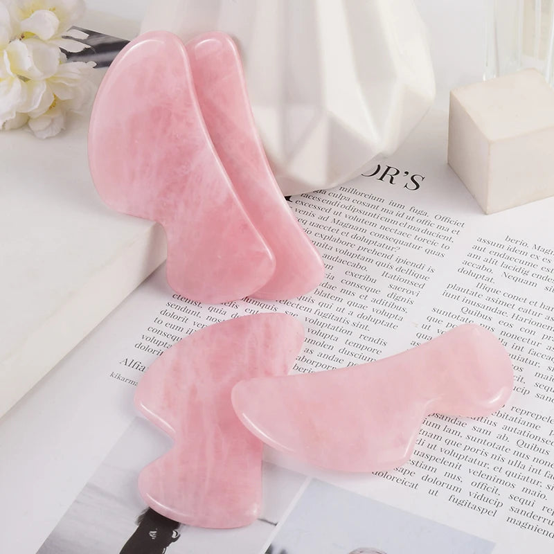 Rose Quartz Gua Sha Tool Health Face Care Natural Stone