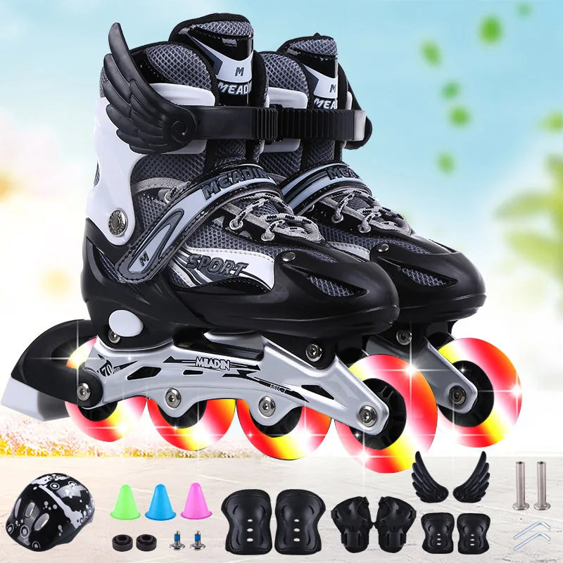 Roller Inline Skate Shoes Kids Child Durable Roller Skating Flash Shoes Sliding Free For Children Skate More Colors Sneakers