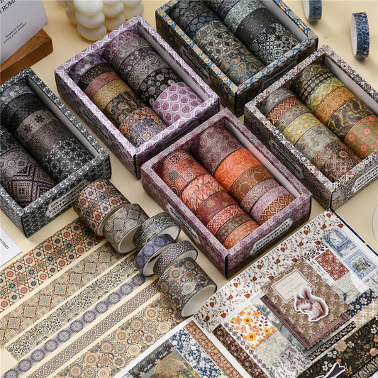 Washi Tape Exotic Charm Stickers Set Vintage Washitape Scrapbooking Materiales DIY Decorative Papeleria Aesthetic Papel Coreano