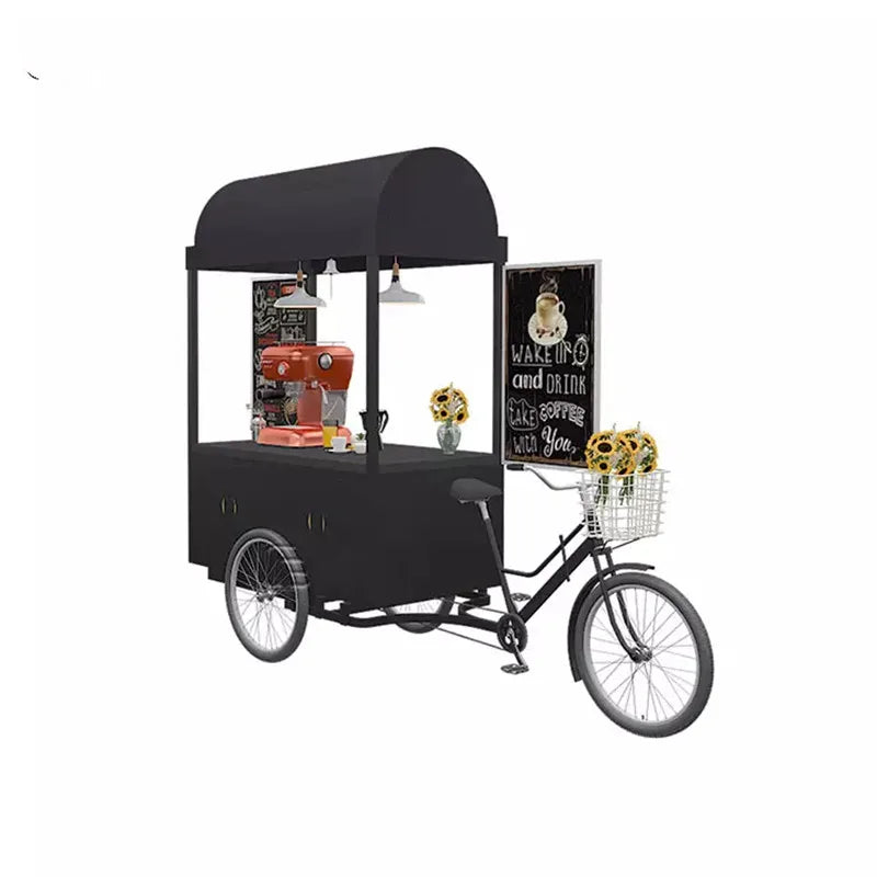 2023 Pedal Coffee Bike Bicycle Portable Outdoor Mobile Coffee Carts for Sale Street Tea Snacks Fast Food van Kiosk