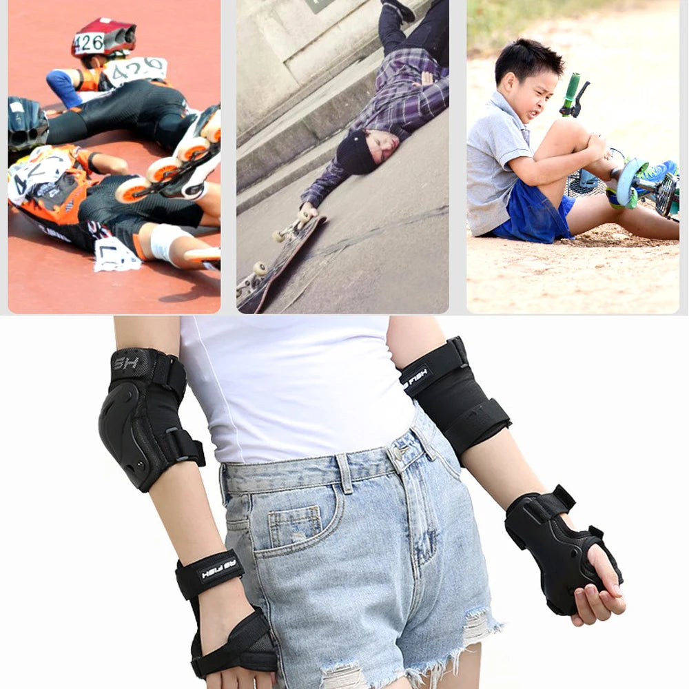 6Pcs/Set Roller Skating Protector Elbow Knee Pads Wrist Guard Kids Adults Riding Skateboard BMX Bicycle Sports Protective Gear
