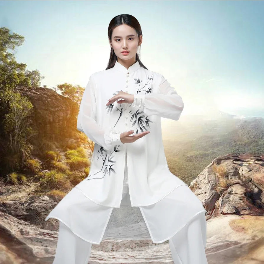 Tai Chi Clothes Women Wushu Clothes Kung Fu competition clothes Martial Art Uniform wrinkle free Hand Painted 2022 white black