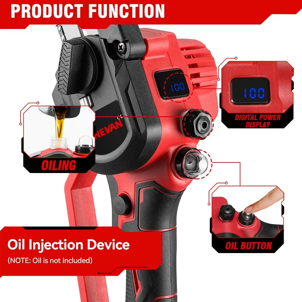 8Inch Brushless Electric Saw Cordless Oil Electric Chain Saw With Digital Display Woodworking Power Tool For Makita 18V Battery