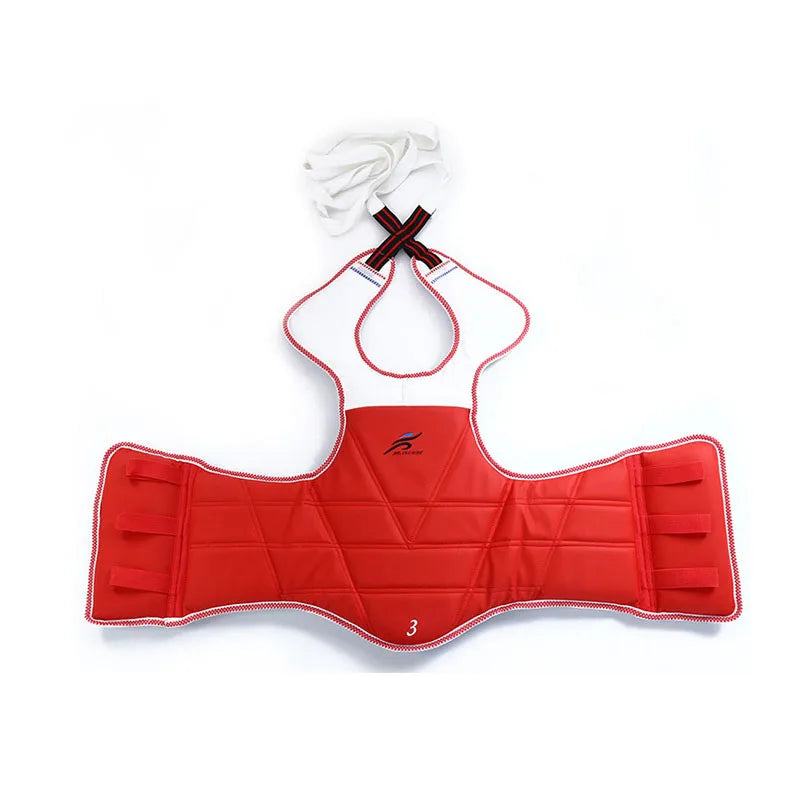 WTF Approved Taekwondo Chest Protector Solid Reversible Body Guard MMA Unisex Adults Children PU Leather Karate Equipment