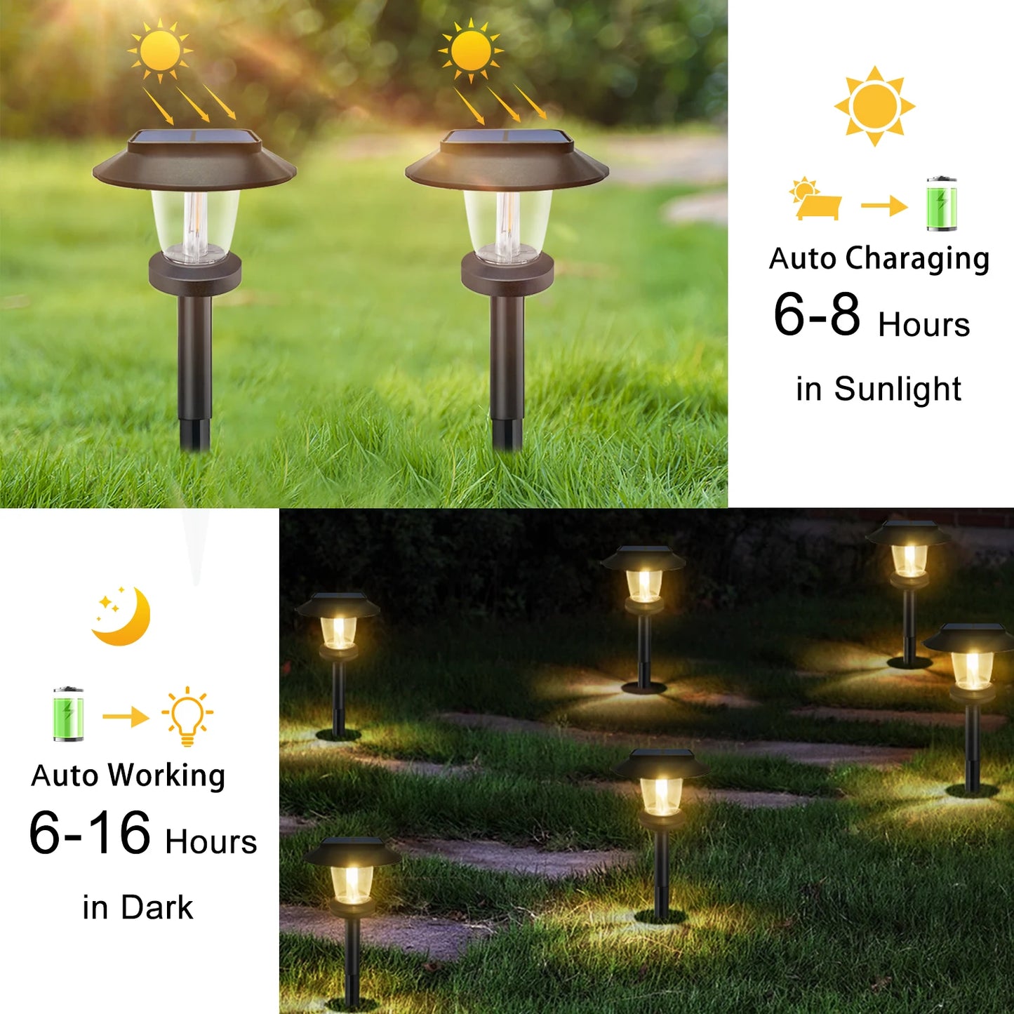 Solar Pathway Lights LED Outdoor Landscape Path Lamp IP65 Waterproof Solar Garden Lights For Yard Garden Walkway Patio Driveway