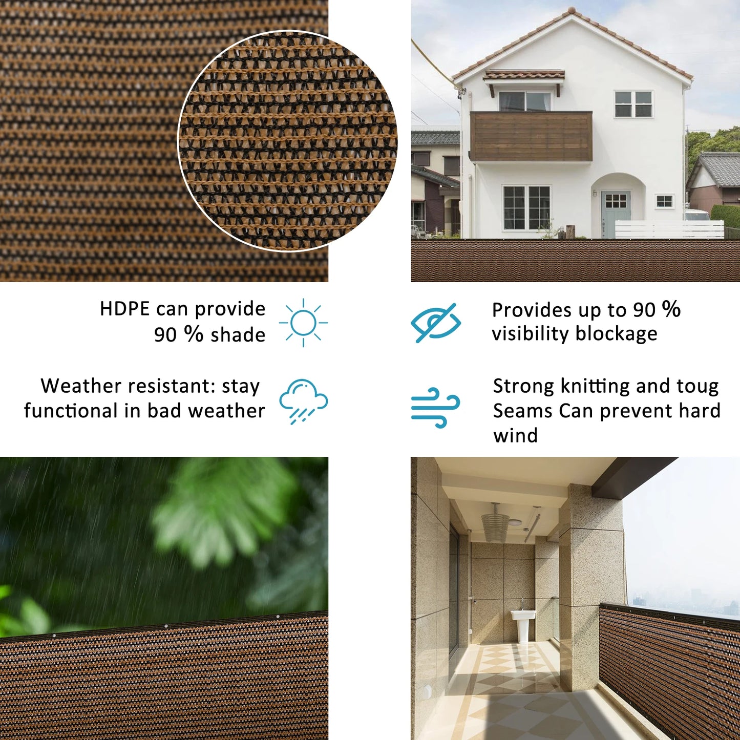 Privacy Fence Screen Garden Building Awning Balcony Privacy Fence Anti-UV Shade Cloth Swimming Pool Plant Shed Shade Net