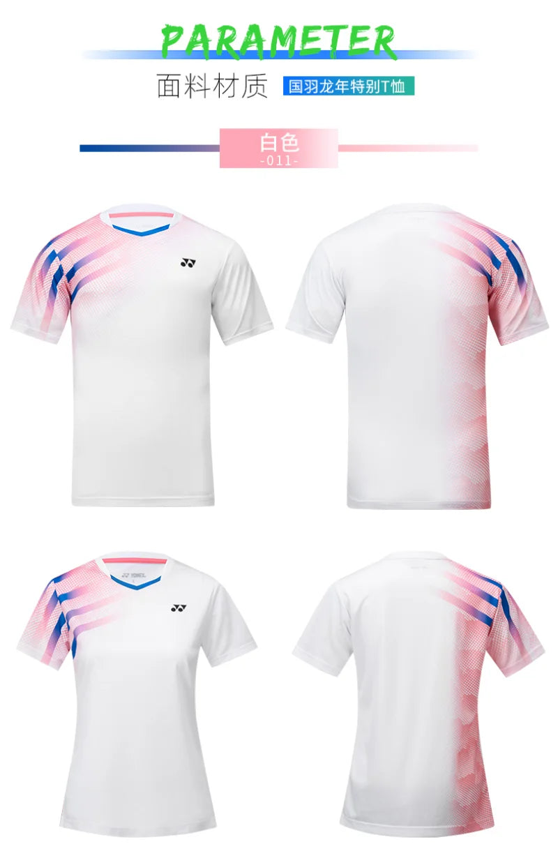 YONEX New Couple Badminton Suit YOBC3124CR Quick-drying Top Short-sleeved T-shirt Sweat-absorbing Deodorizing Breathable