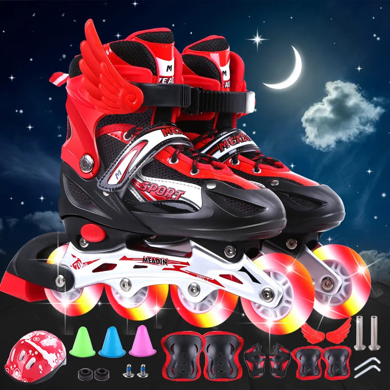 Roller Inline Skate Shoes Kids Child Durable Roller Skating Flash Shoes Sliding Free For Children Skate More Colors Sneakers