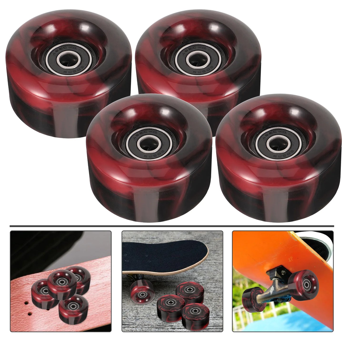 4 Pcs Double Row Roller Skates 5832 Mixed Two-color PU Non- Four-wheel 82a High Elastic Skateboard