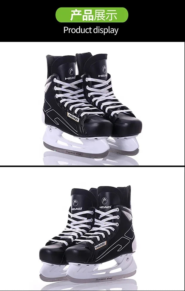 Inline Ice Hockey Skates Adults Black PVC Cotton Fabric