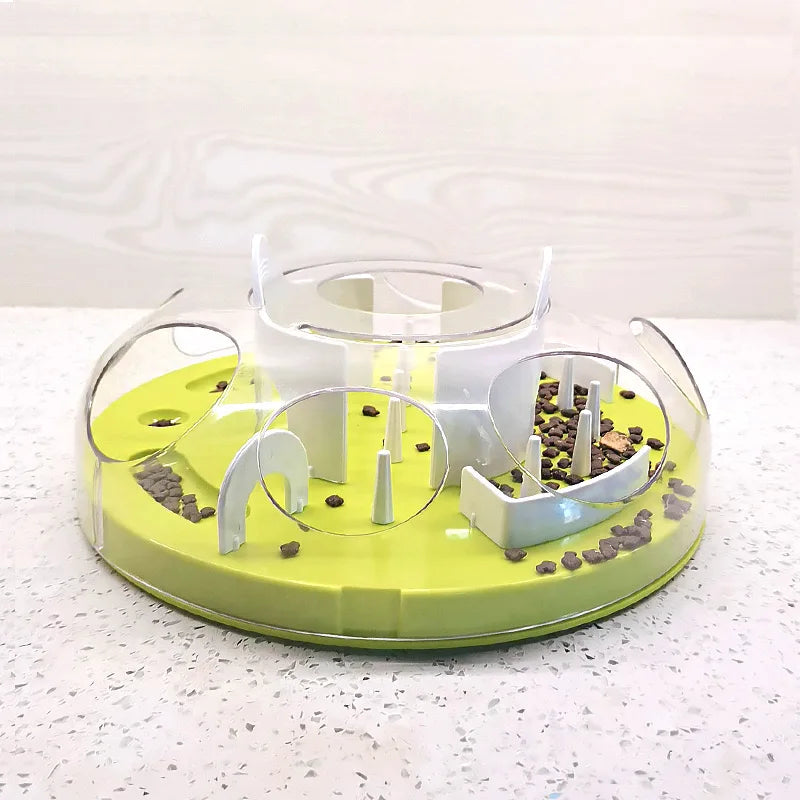 Interactive Treat Dispensing Cat Maze Slow Feeder Tray Bowl