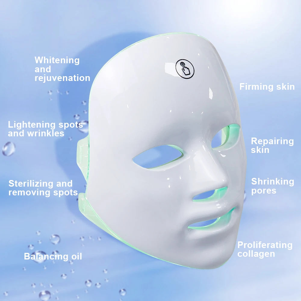 LED Beauty Facial Mask 7 Colors Photon Therapy Skin Care Mask Skin Rejuvenation Anti Acne Wrinkle Lifting Face Whitening Home