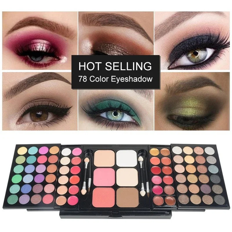 40/74/78 Colors Glitter Eyeshadow Palette Matte Waterproof Long Lasting Cosmetics Kit Fashion Women MakeUp Tools Pressed Powder