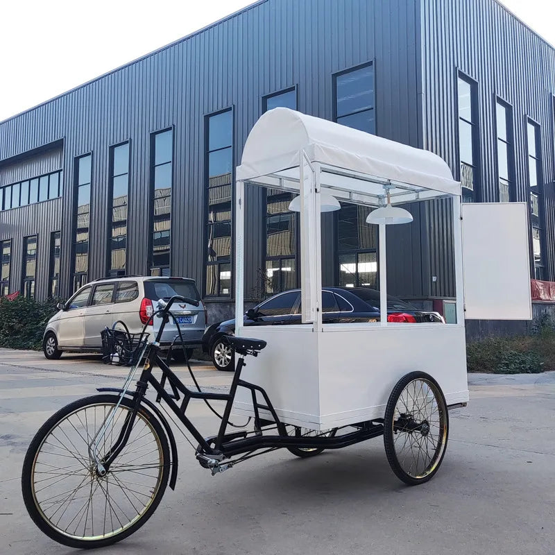 2023 Pedal Coffee Bike Bicycle Portable Outdoor Mobile Coffee Carts for Sale Street Tea Snacks Fast Food van Kiosk