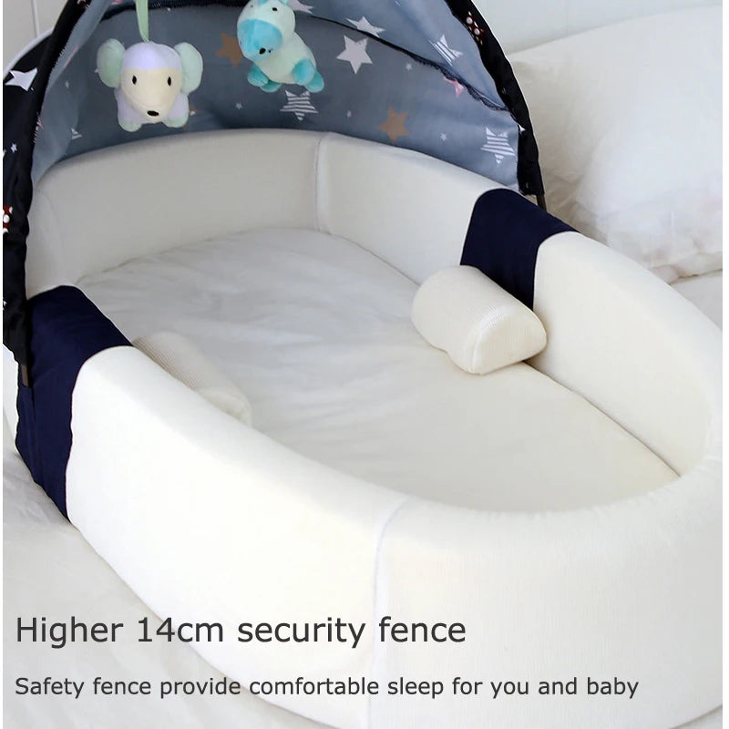 Portable Nest Bed Baby Crib Foldable Movable Newborn Bed Bumper Protection Anti-pressure Baby Lounger With Mosquito Net