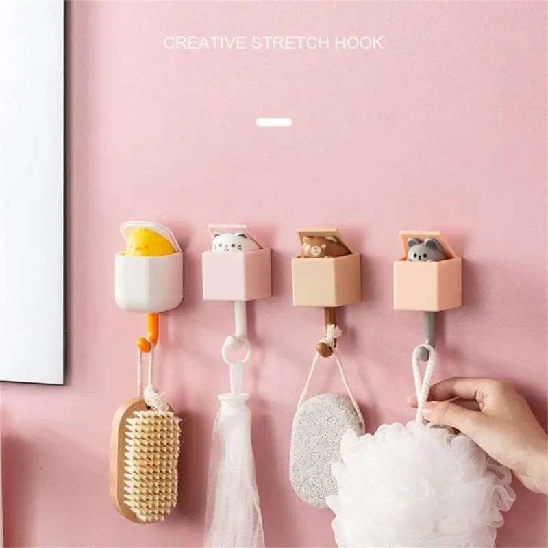 Cute Wall Hooks Key Holder Door Hanging Self Adhesive Wall Hanger Cartoon Cat Shape Hook For Kids Room Decor Home Accessories