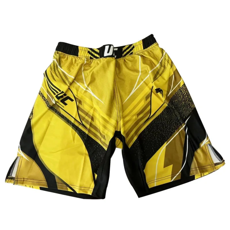 Fashion Sports Knee Length Shorts Men's Drawstring Quick Drying Training Muay Thai Fighting Printed Boxing Gym Short Pants