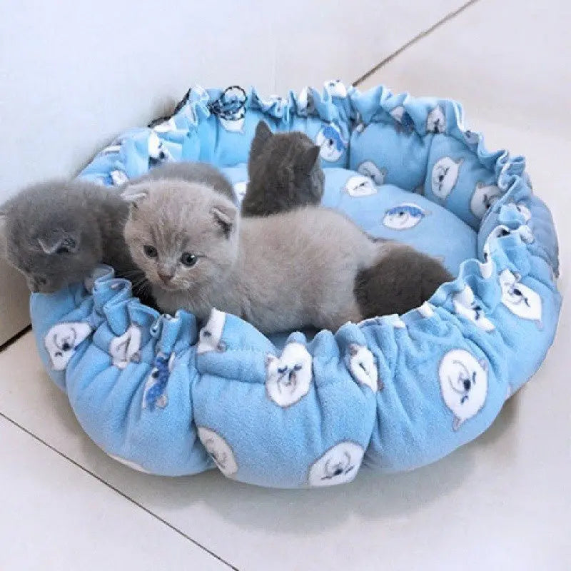 Round Dog Cat Bed Basket Warm Plush Cats Cushion Pet Bag Mat Winter House Soft Nest Puppy Sleeping Sofa for Small Dogs Cat