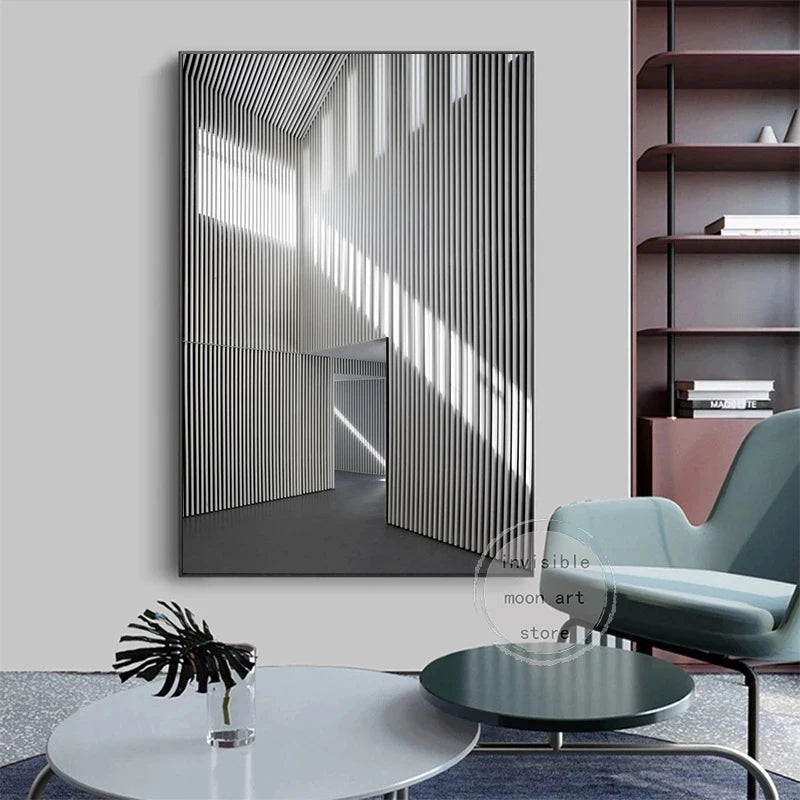 Modern Abstract Black White Aesthetic Space Ideas Architecture Design Art Posters Canvas Painting Wall Prints Picture Home Decor