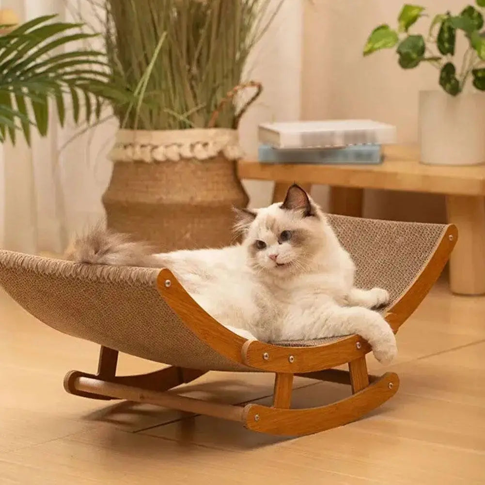 Premium Cat Scratcher Cardboard Rocking Chair Design For Cat Scratching Board Furniture Protector Cat Beds 2 Sizes Available