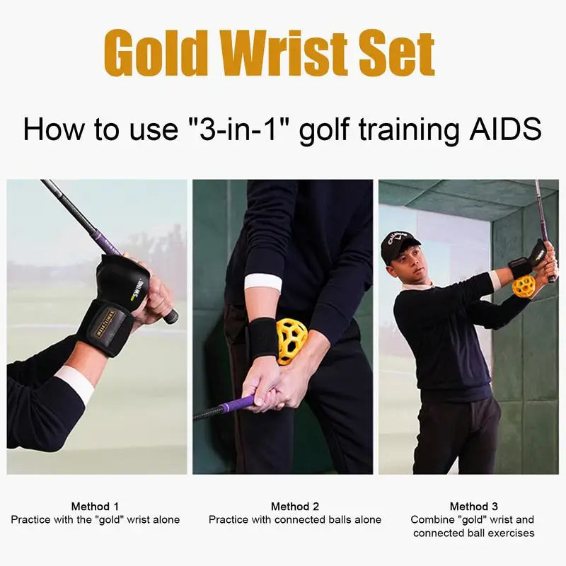 Portable Golf Swing Trainer Ball With Wrist Braces Golf Swing Posture Corrector Training Aid Balls Golf Wrist Brace Band Trainer