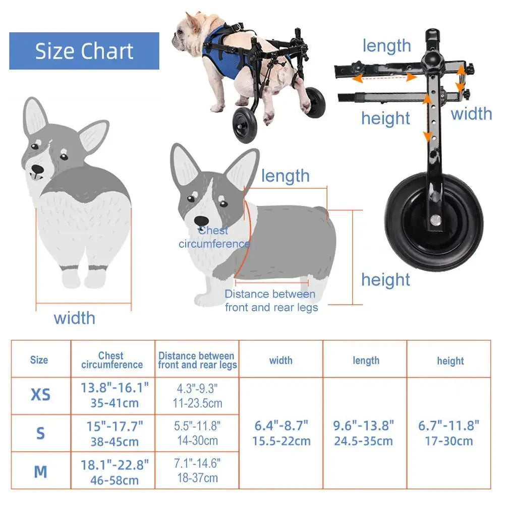 Pet Wheelchair Cart Adjustable Dog Rehabilitation Walking Wheels Aids Mobility Assistance Light Pet Walk Tools Dog Sccessories