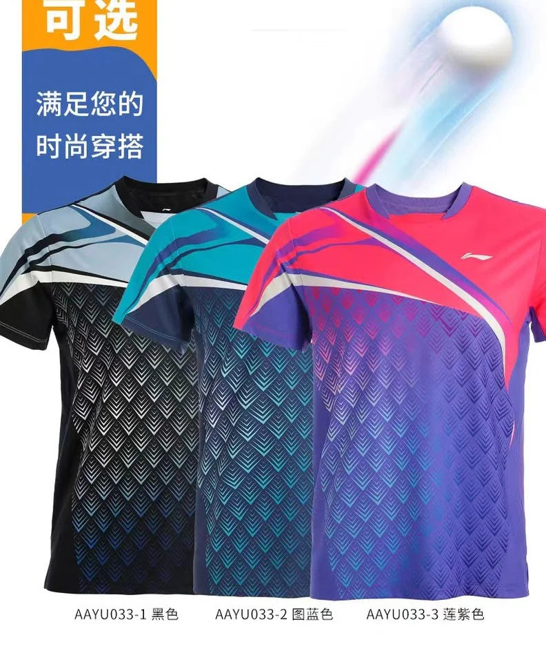Customized men's and women's badminton T-shirt shorts quick dry material breathable sweat absorption tennis T-shirt LOGO