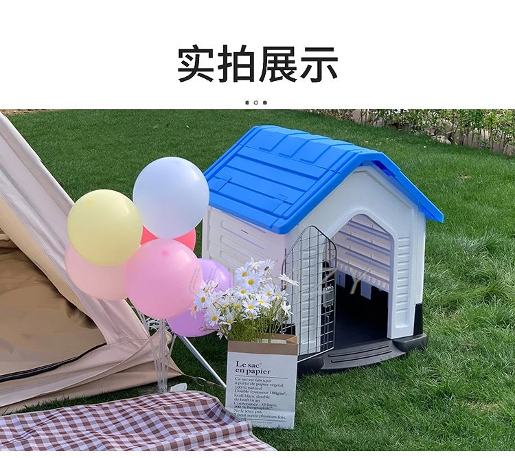 Pet Puppy Plastic House Household Outdoors Waterproof Rainproof Sun Proof Detachable And Washable Doghouse Kennel Villa For Dogs