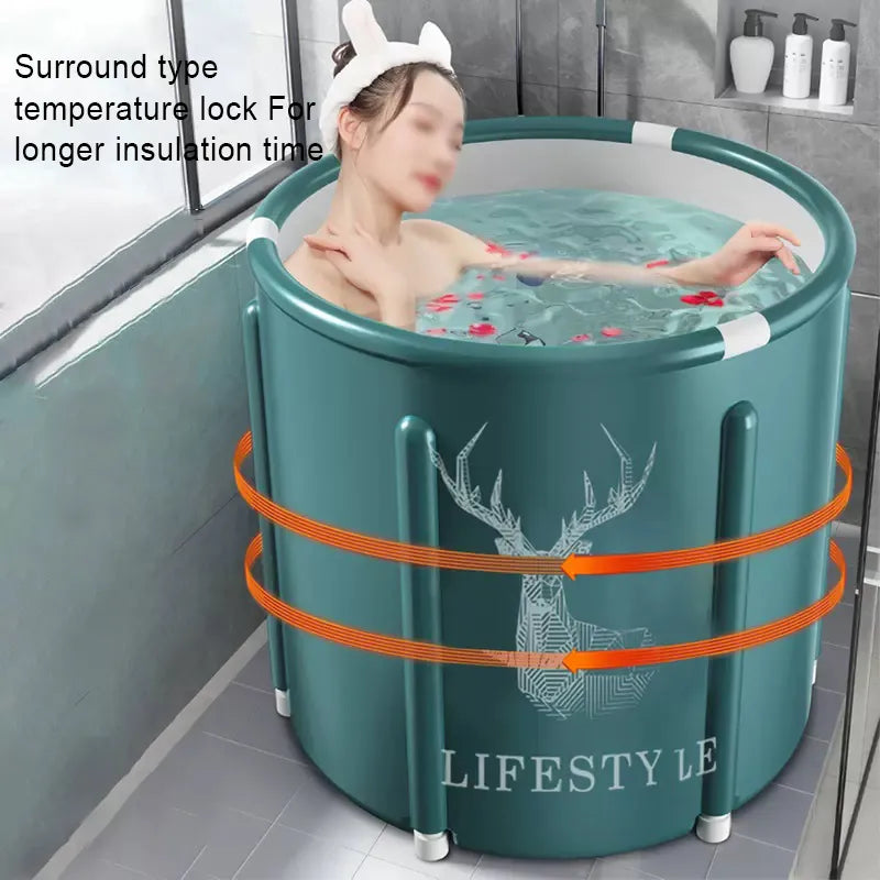 Portable Foldable Bathtub Bucket Large Capacity Bathroom Ice Bath Winter Shower Bathtub Free Installation Adults Baby Swiming