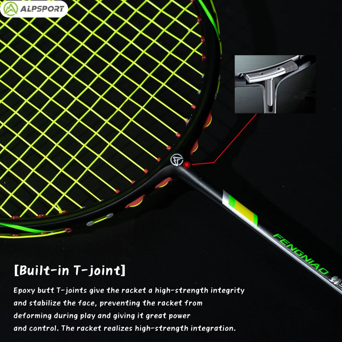 Alpsport FN 2 pcs/1 batch 6U/72g Badminton Racket With racket bag and string Carbon fiber Designed for sports and outdoor use.